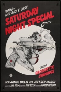 6r774 SATURDAY NIGHT SPECIAL 1sh 1976 Jamie Gillis, sexy art of near-naked girl w/huge smoking gun!