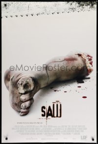 6r778 SAW int'l DS 1sh 2004 Cary Elwes, Danny Glover, Monica Potter, gory image of severed leg!