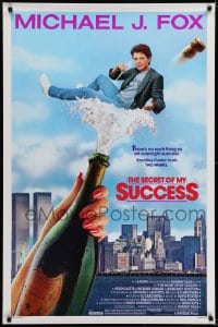 6r785 SECRET OF MY SUCCESS 1sh 1987 wacky image of Michael J. Fox & huge bottle of champagne!