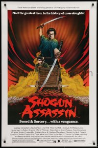 6r798 SHOGUN ASSASSIN 1sh 1980 Lone Wolf & Cub, Tomisaburo Wakayama, cool art by Jim Evans!