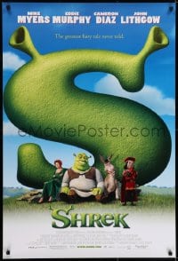 6r801 SHREK DS 1sh 2001 great image of top cast sitting in front of giant S!