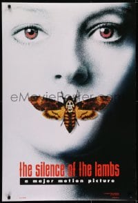 6r804 SILENCE OF THE LAMBS style A teaser DS 1sh 1991 image of Jodie Foster with moth over mouth!