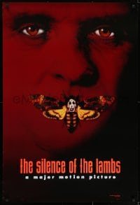 6r805 SILENCE OF THE LAMBS style B teaser DS 1sh 1991 image of Anthony Hopkins with moth over mouth!