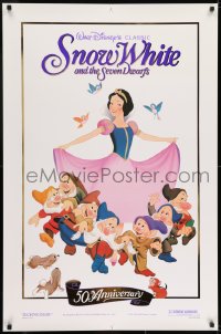 6r821 SNOW WHITE & THE SEVEN DWARFS foil 1sh R1987 Walt Disney cartoon fantasy classic!