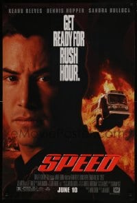 6r836 SPEED style A advance DS 1sh 1994 huge close up of Keanu Reeves & bus driving through flames!