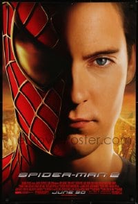 6r838 SPIDER-MAN 2 advance 1sh 2004 great close-up image of Tobey Maguire in the title role!