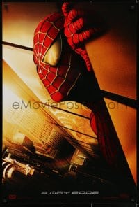 6r837 SPIDER-MAN teaser DS 1sh 2002 Tobey Maguire w/WTC towers in eyes, Marvel Comics!