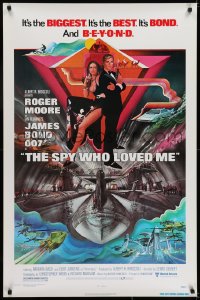 6r848 SPY WHO LOVED ME 1sh 1977 great art of Roger Moore as James Bond by Bob Peak!