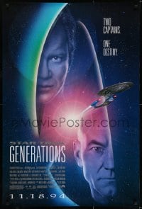 6r860 STAR TREK: GENERATIONS advance 1sh 1994 Stewart as Picard & Shatner as Kirk, two captains!