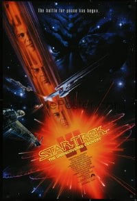 6r856 STAR TREK VI 1sh 1991 William Shatner, Leonard Nimoy, art by John Alvin!