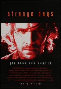 6r874 STRANGE DAYS advance DS 1sh 1995 red close-up of Ralph Fiennes, you know you want it!