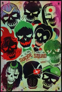 6r882 SUICIDE SQUAD teaser DS 1sh 2016 Smith, Leto as the Joker, Robbie, Kinnaman, cool art!