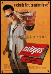 6r890 SWINGERS 1sh 1996 partying Vince Vaughn with giant martini, directed by Doug Liman!