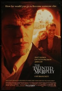 6r892 TALENTED MR. RIPLEY advance DS 1sh 1999 Matt Damon, Jude Law, Gwyneth Paltrow, Cate Blanchett!