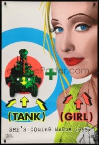 6r896 TANK GIRL teaser DS 1sh 1995 wacky Lori Petty with cool futuristic tank, black light design!