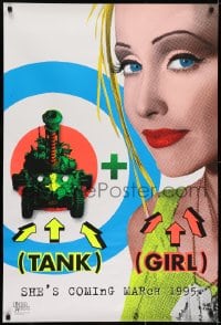 6r895 TANK GIRL teaser 1sh 1995 Lori Petty, based on the comic strip, cool blacklight design!