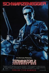 6r901 TERMINATOR 2 advance DS 1sh 1991 Arnold Schwarzenegger on motorcycle with shotgun!