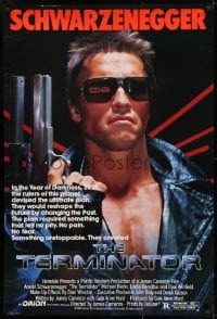 6r900 TERMINATOR 1sh 1984 classic image of cyborg Arnold Schwarzenegger, no border design!