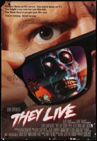 6r905 THEY LIVE DS 1sh 1988 Rowdy Roddy Piper, John Carpenter, he's all out of bubblegum!