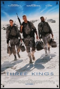 6r909 THREE KINGS advance DS 1sh 1999 George Clooney, Mark Wahlberg, & Ice Cube in the Gulf War!