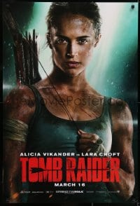 6r922 TOMB RAIDER teaser DS 1sh 2018 sexy close-up image of Alicia Vikander as Lara Croft!