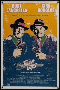 6r926 TOUGH GUYS 1sh 1986 great artwork of partners in crime Burt Lancaster & Kirk Douglas!