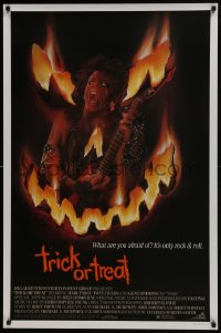 6r937 TRICK OR TREAT 1sh 1986 great art of Tony Fields in flaming jack-o-lantern face!