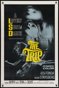 6r938 TRIP 1sh 1967 AIP, written by Jack Nicholson, LSD, wild sexy psychedelic drug image!