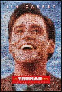 6r941 TRUMAN SHOW teaser DS 1sh 1998 really cool mosaic art of Jim Carrey, Peter Weir