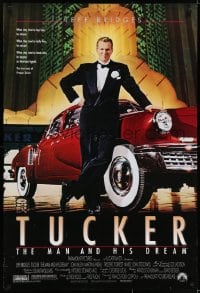 6r943 TUCKER: THE MAN & HIS DREAM 1sh 1988 Francis Ford Coppola, c/u of Jeff Bridges in tux w/car!