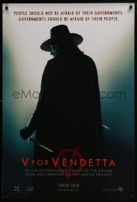 6r955 V FOR VENDETTA teaser DS 1sh 2005 Wachowskis, Natalie Portman, silhouette of Hugo Weaving!