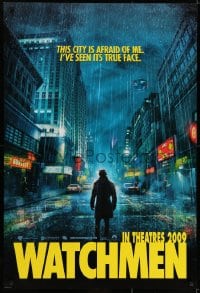 6r968 WATCHMEN int'l teaser DS 1sh 2009 Jackie Earle Haley as Rorschach, the city is afraid of me!