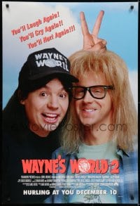 6r971 WAYNE'S WORLD 2 advance DS 1sh 1993 Mike Myers, Dana Carvey, from Saturday Night Live sketch!