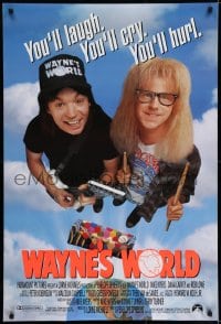 6r969 WAYNE'S WORLD int'l DS 1sh 1991 Mike Myers & Dana Carvey from Saturday Night Live sketch!