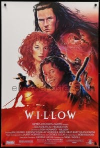 6r975 WILLOW 1sh 1988 Ron Howard directed, John Alvin art of Val Kilmer, Warwick Davis & Whalley!