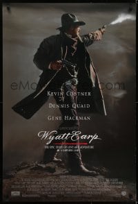 6r989 WYATT EARP DS 1sh 1994 cool image of Kevin Costner in the title role firing gun!