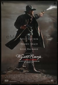 6r988 WYATT EARP 1sh 1994 cool image of Kevin Costner in the title role firing gun!