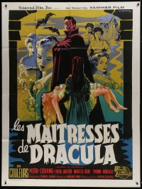 6t768 BRIDES OF DRACULA French 1p 1960 cool completely different vampire art by Koutachy!