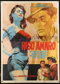 6t331 BITTER RICE Italian 2p R1964 Valcarenghi art of sexy Silvana Mangano & Vittorio Gassman!