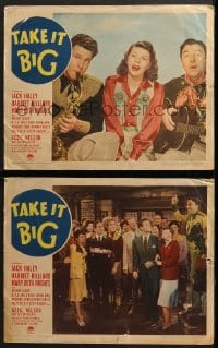 6w981 TAKE IT BIG 2 LCs 1944 great images of Jack Haley, Ozzie Nelson & Harriet Nelson + sexy women!