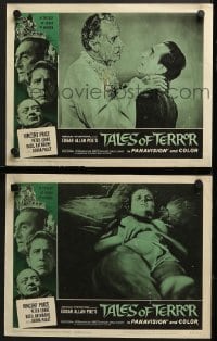 6w982 TALES OF TERROR 2 LCs 1962 melting Vincent Price choking Basil Rathbone, creepy Maggie Pierce!