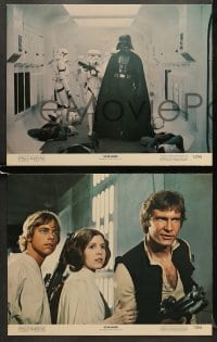 6w456 STAR WARS 8 color 11x14 stills 1977 Luke, Leia, C-3PO, Han, R2, Darth Vader, NSS 77/21-0!