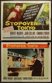 6w458 STOPOVER TOKYO 8 LCs 1957 cool images of sexy young Joan Collins, Robert Wagner, Edmond O'Brien