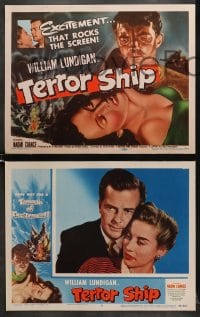 6w478 TERROR SHIP 8 LCs 1954 William Lundigan, Naomi Chance, excitement rocks the screen!