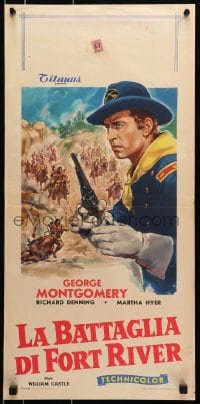 6y836 BATTLE OF ROGUE RIVER Italian locandina 1954 George Montgomery, William Castle, different!