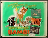 6z501 BAMBI 1/2sh R1957 Walt Disney cartoon deer classic, great art with Thumper & Flower!