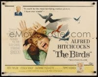 6z524 BIRDS 1/2sh 1963 director Alfred Hitchcock shown, Tippi Hedren, classic attack artwork!