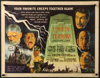 6z567 COMEDY OF TERRORS 1/2sh 1964 Boris Karloff, Peter Lorre, Vincent Price, Brown, Tourneur!