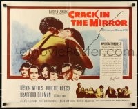 6z572 CRACK IN THE MIRROR 1/2sh 1960 Orson Welles, Bradford Dillman, Juliette Greco, all in dual roles!