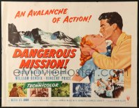 6z584 DANGEROUS MISSION style B 1/2sh 1954 Victor Mature, Piper Laurie, an avalanche of action!